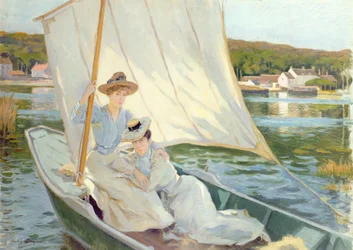 Dames in een zeilboot